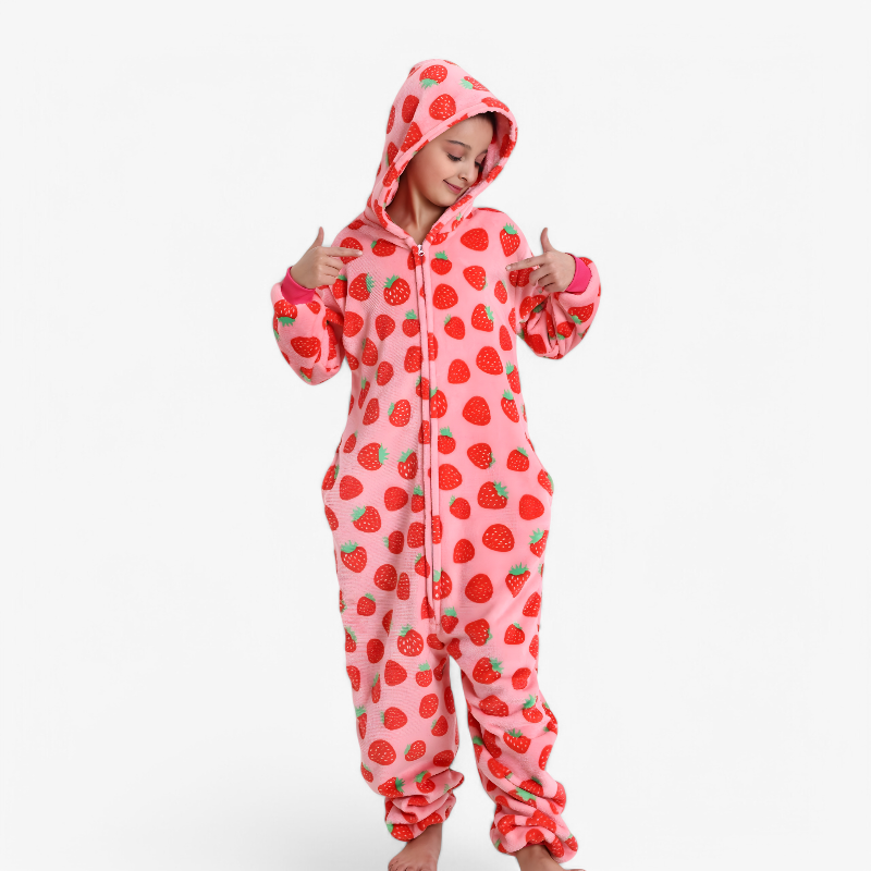 Adorable Kids Strawberry Hooded Onesie