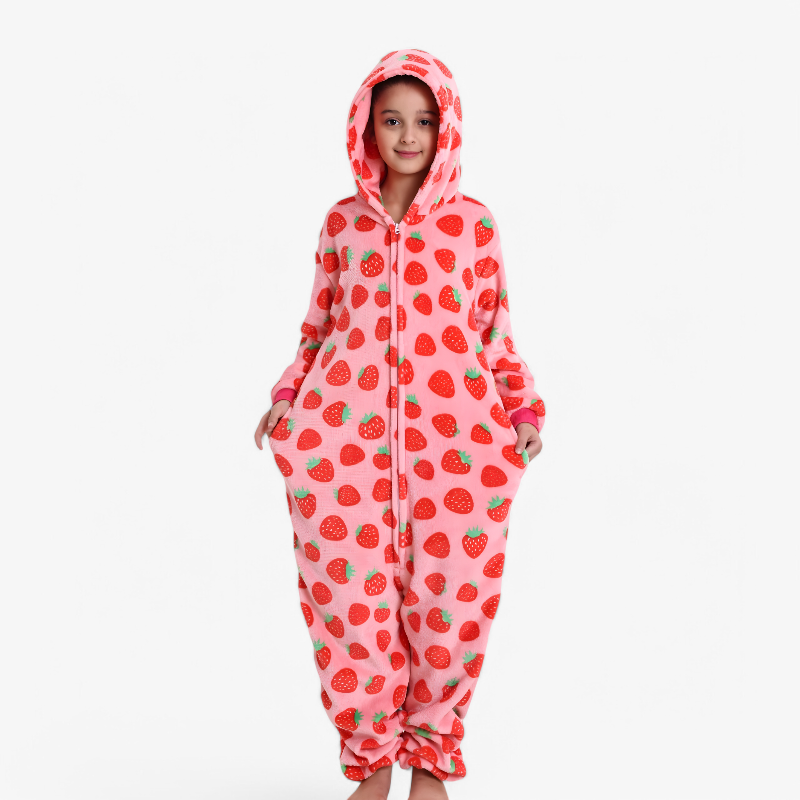 Adorable Kids Strawberry Hooded Onesie