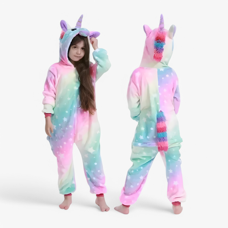 Colourful Unicorn Fleece Onesie for Kids