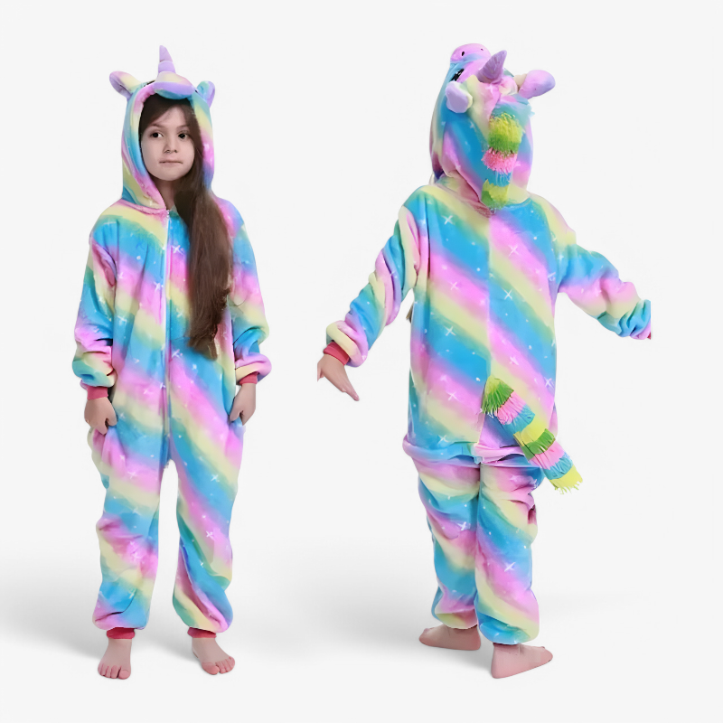 Colourful Unicorn Fleece Onesie for Kids