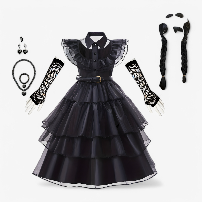 Elegant Girls Halloween Costume with Accessories
