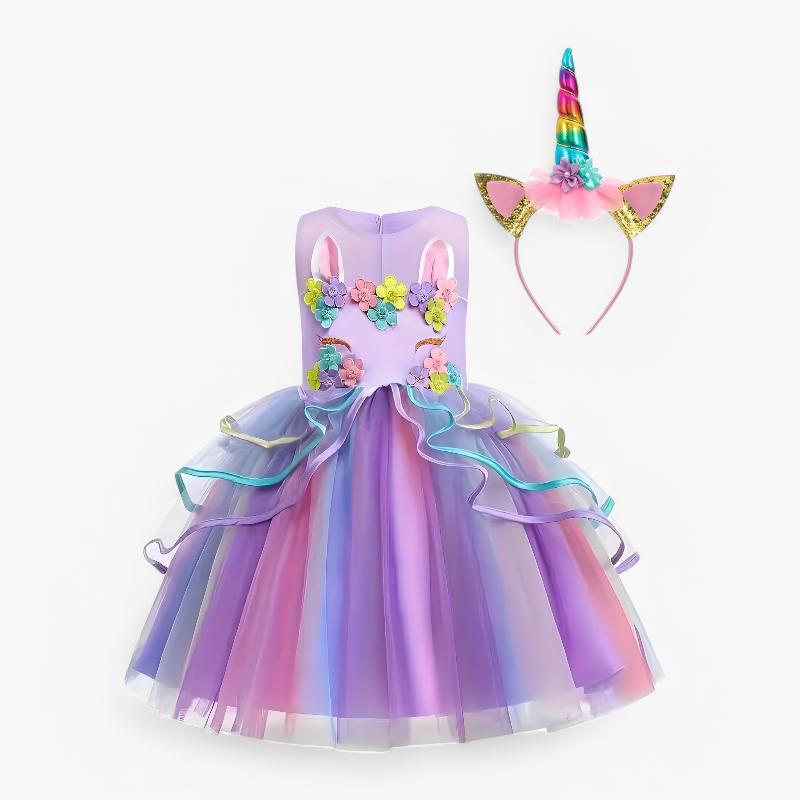 Enchanting Unicorn Dress with Flower Details