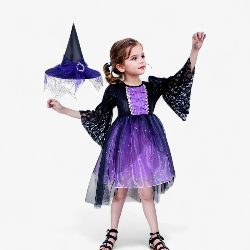 Enchanting Witch Costume for Kids with Hat