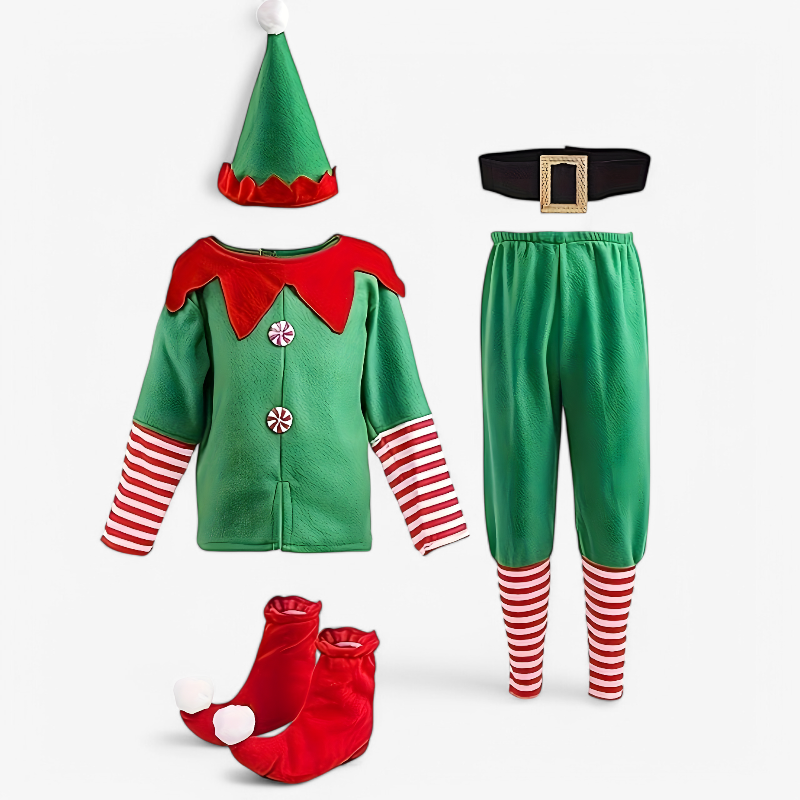 Festive Elf Outfit for Kids with Accessories