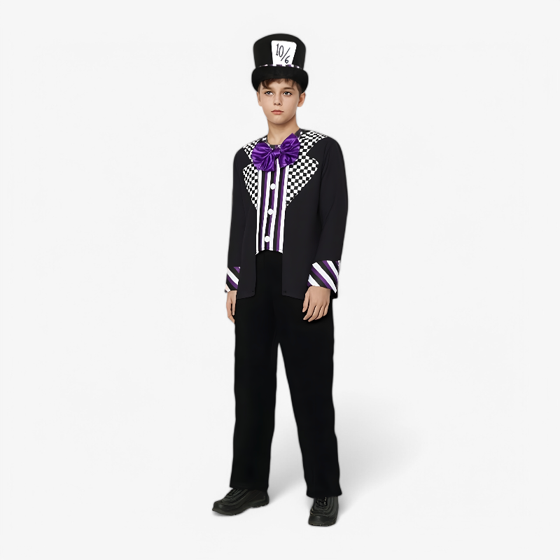 Festive Kids Clown Outfit with Hat and Bow Tie