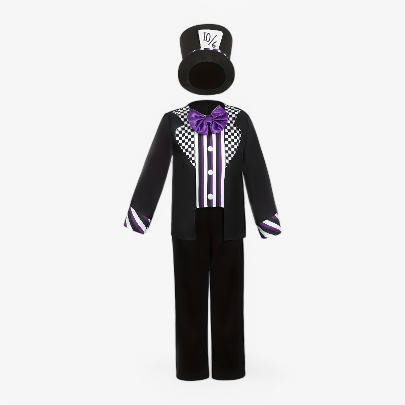 Festive Kids Clown Outfit with Hat and Bow Tie