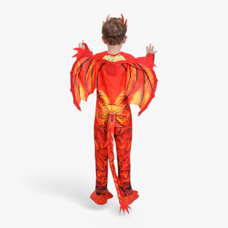 Fiery Dragon Kids Costume with Wings and Mask