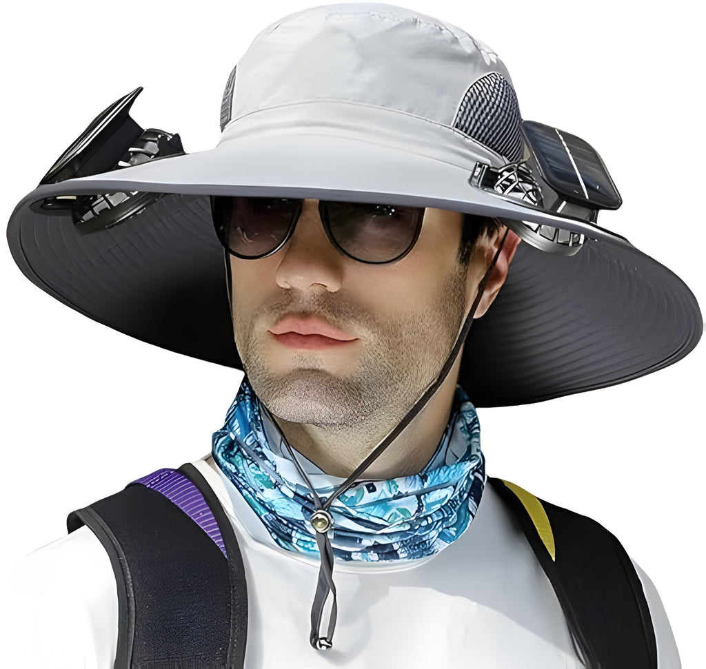 Men Sun Hat Solar Powered Cooling Fans with Wide Brim Protection - Image 4
