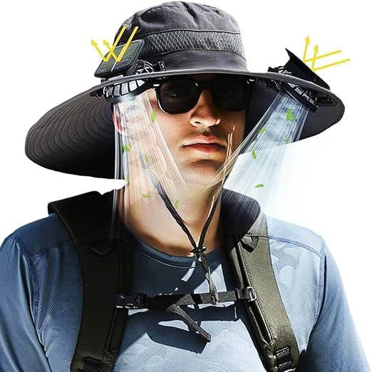 Men Sun Hat Solar Powered Cooling Fans with Wide Brim Protection - Image 5