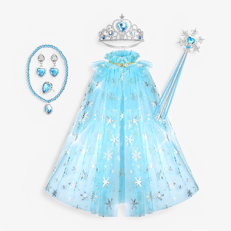 Magical Princess Cape Set with Crown and Wand