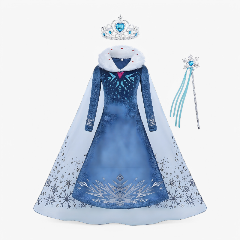 Magical Snow Princess Dress with Accessories