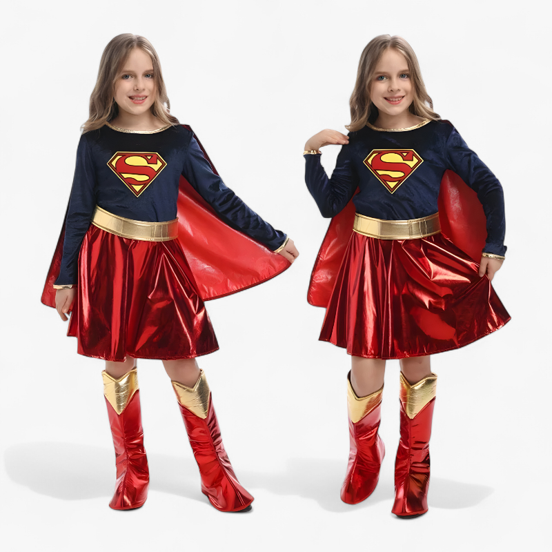 Stylish Superhero Costume with Cape for Girls