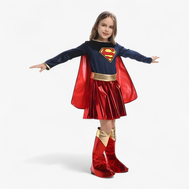Stylish Superhero Costume with Cape for Girls