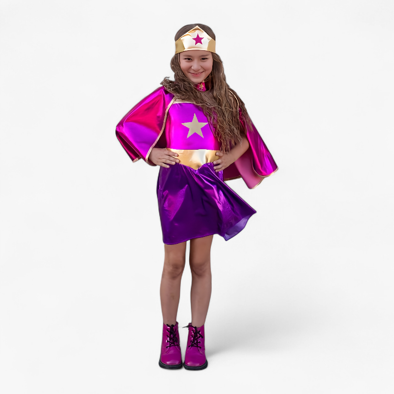 Vibrant Kids Superhero Costume with Cape
